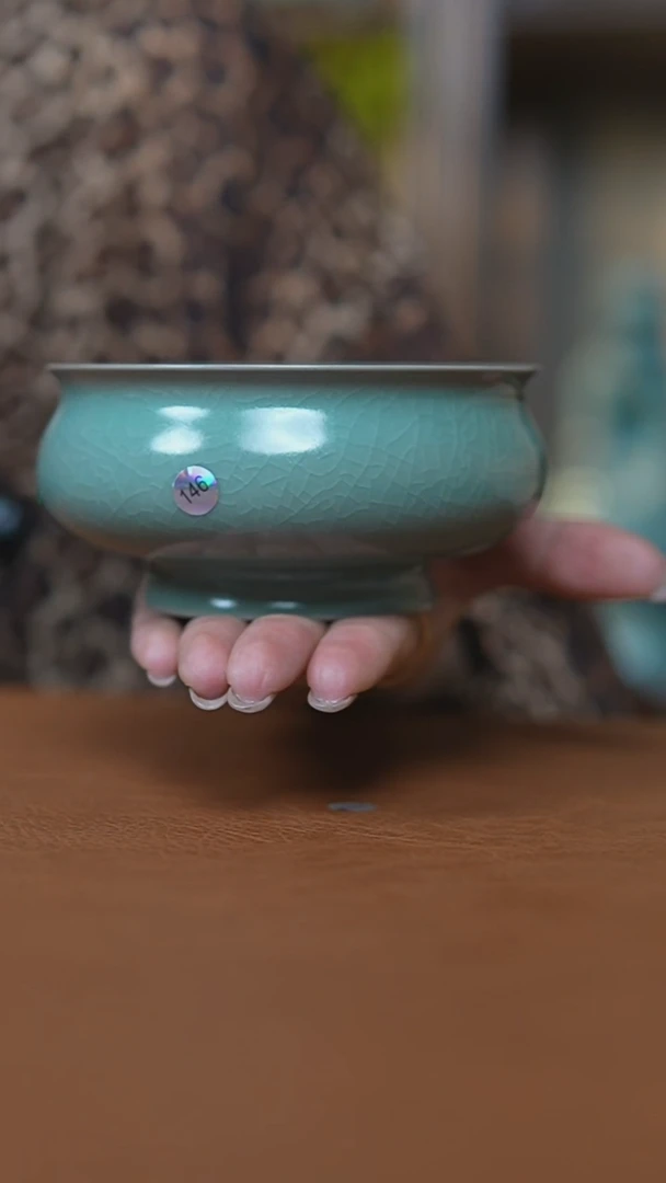 杯仿古翡翠绿纯手大炉式