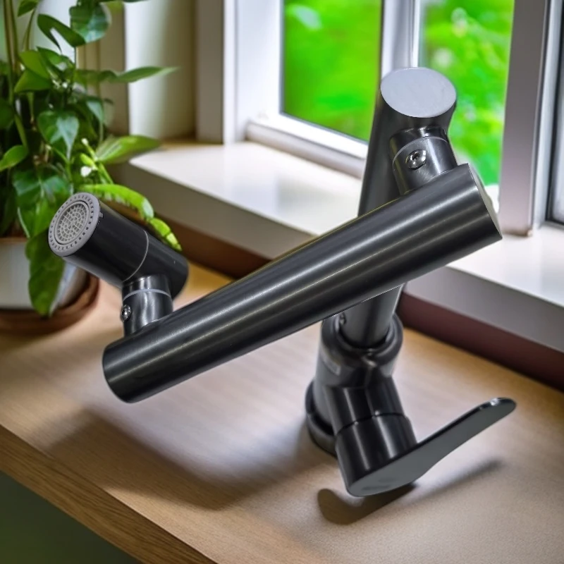 全钢多功能机械臂冷热水龙头面盆菜盆洗衣盆通用旋转升降款