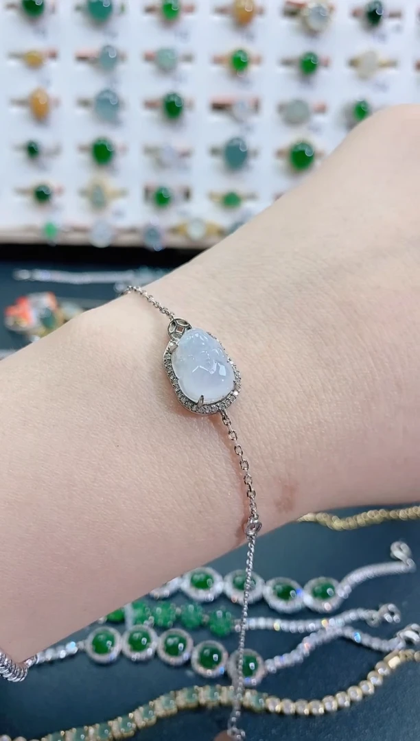 银S925镶嵌手链翡翠天然翡翠