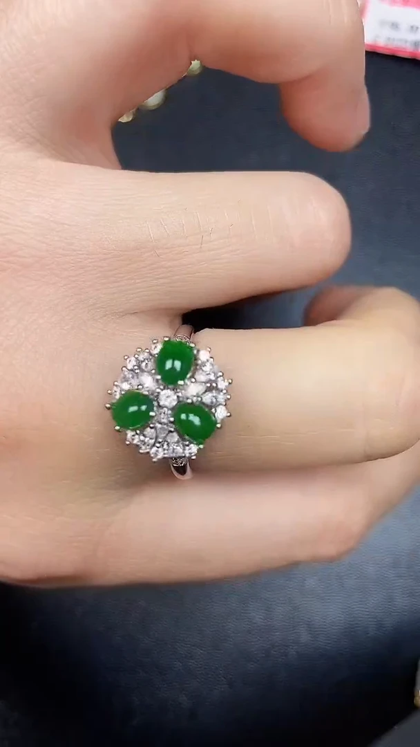 银S925镶嵌戒指翡翠9900