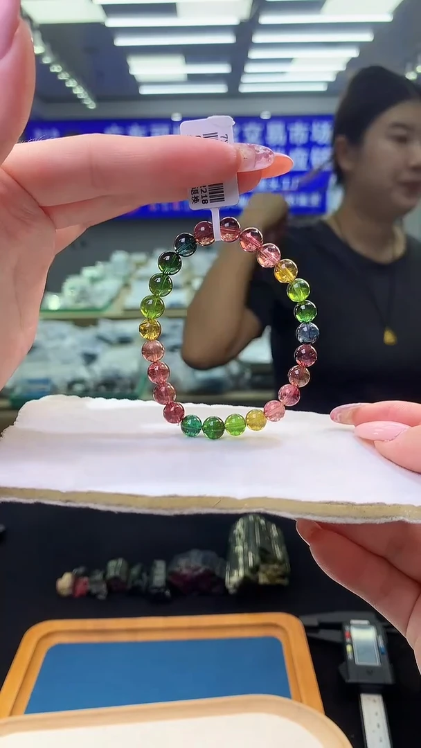 未镶嵌手链碧玺彩虹碧玺单圈7x
