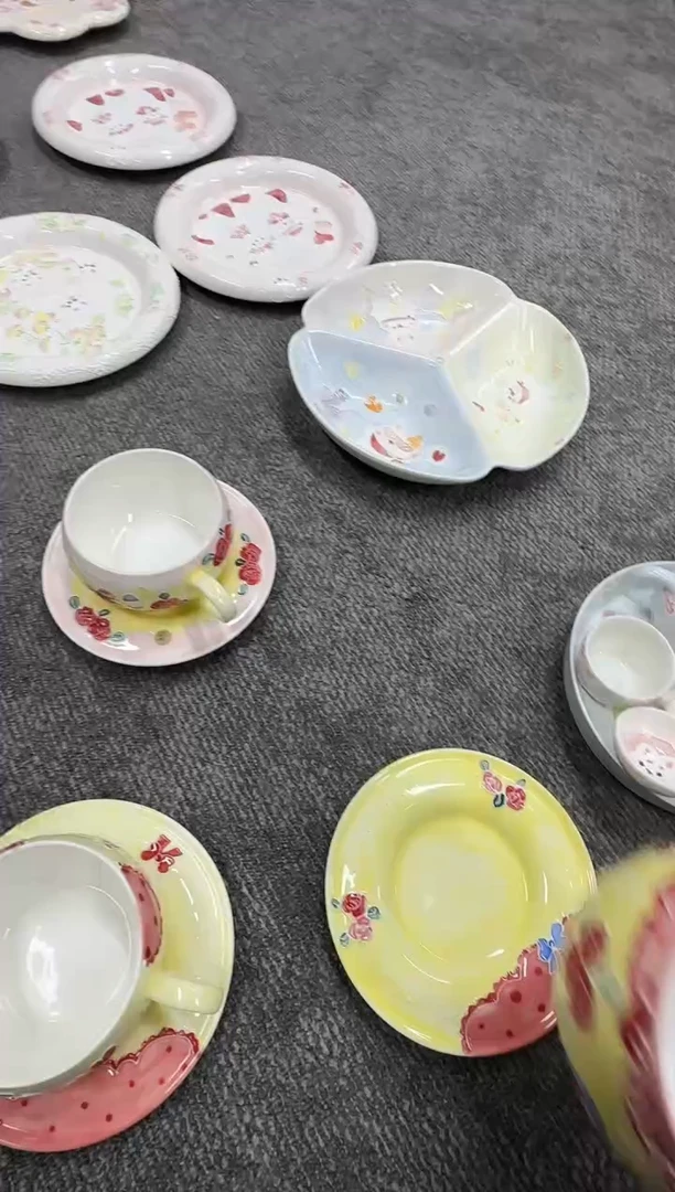 立体釉咖啡杯碟套