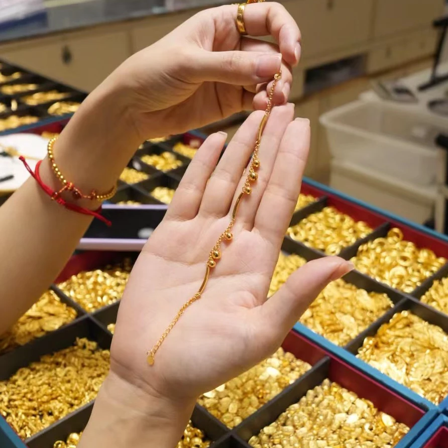 【巧玲专属】足金999弯管金珠手链 经典时尚百搭 5.67