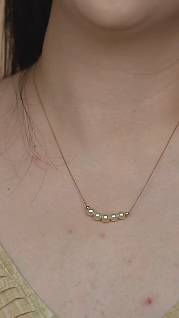 海水珍珠18K金镶嵌项链5.5-6真科研ss皇后微笑链