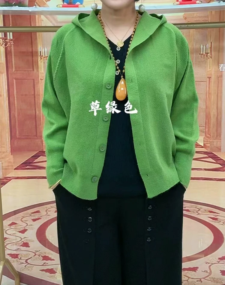纯色连帽针织衫开衫外套时尚外穿薄款运动外套宽松短款连帽上衣
