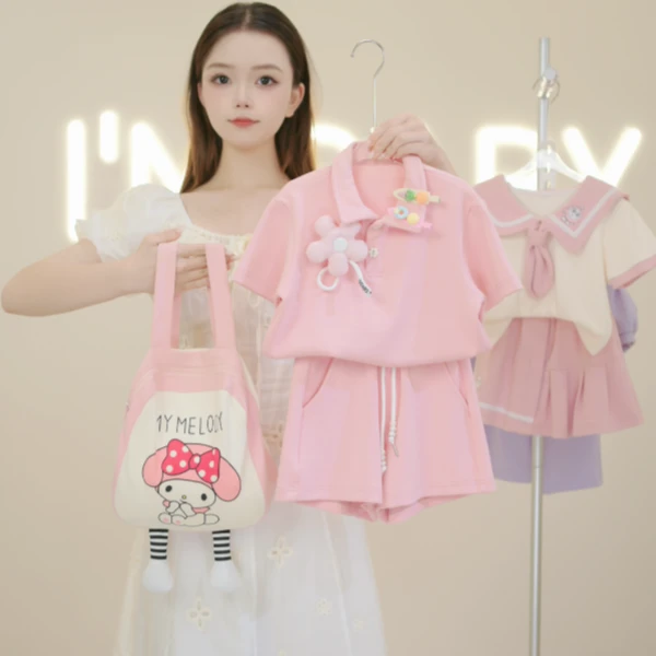 【鲸灵设计】高品质A类纯棉女童套装夏款短袖女宝裙子儿童夏季-现货