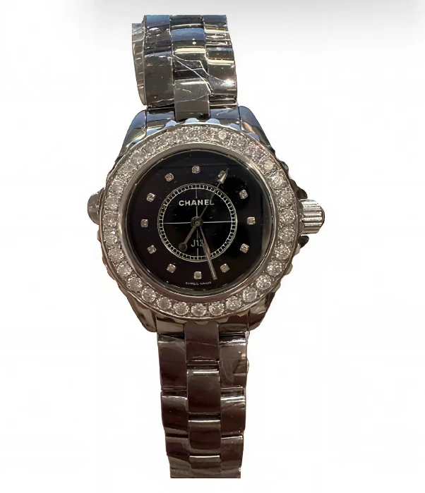 99新 Chanel/香奈儿 J12陶瓷33黑盘带钻H2978后盘后钻石英xww