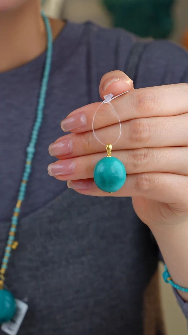 【闪购商品】绿松石吊坠(不含链)18K金镶嵌1