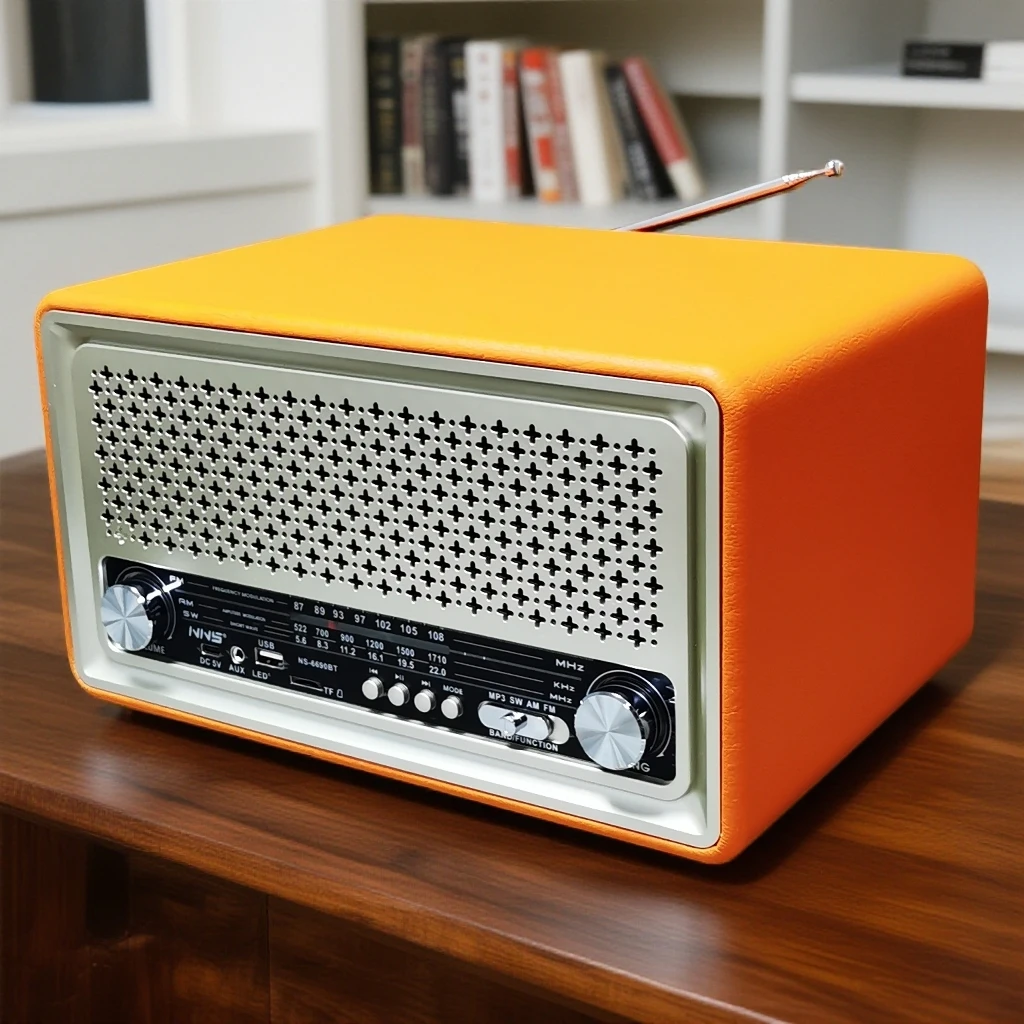 出欧美大台式复古收音机调频中波短波蓝牙插卡音箱充电老人怀旧