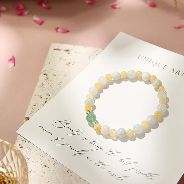 天然翡翠绿草莓晶黄龙玉奶茶清新气质小众珠宝马卡龙色系百搭轻奢