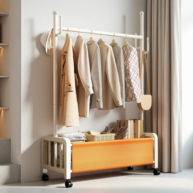 简易收纳衣帽架加粗碳钢杆晾衣架神器挂衣架落地式家用卧室大皮兜