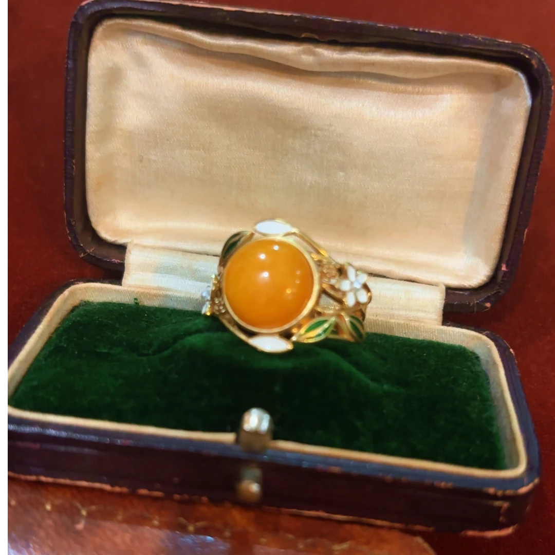 铜合金戒指 【如懿小棠】复古宫廷风戒指古风黄色首饰指环