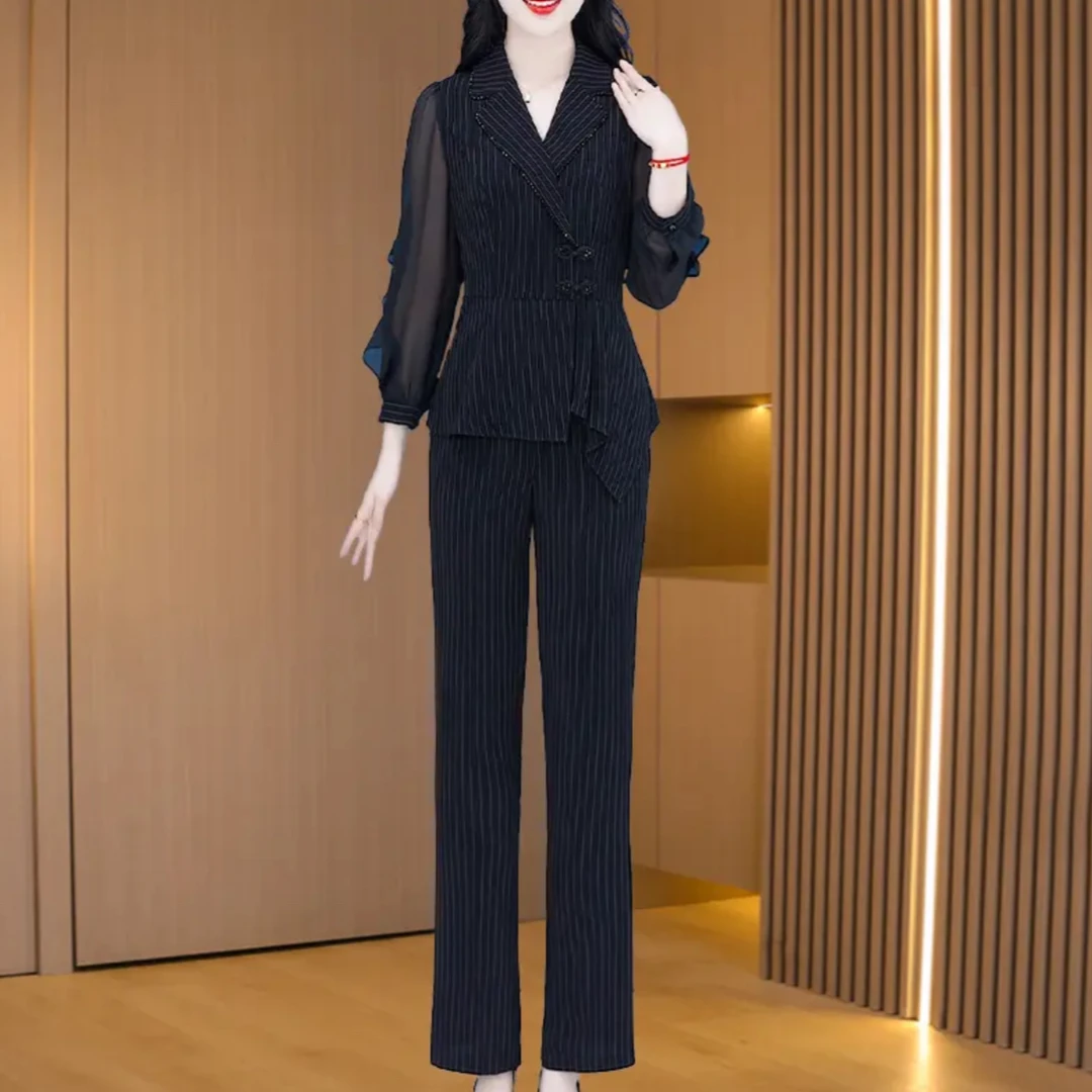 彩萱服饰【两件套】优雅气质时尚大气收腰显瘦套裤M-4XL-20987套装