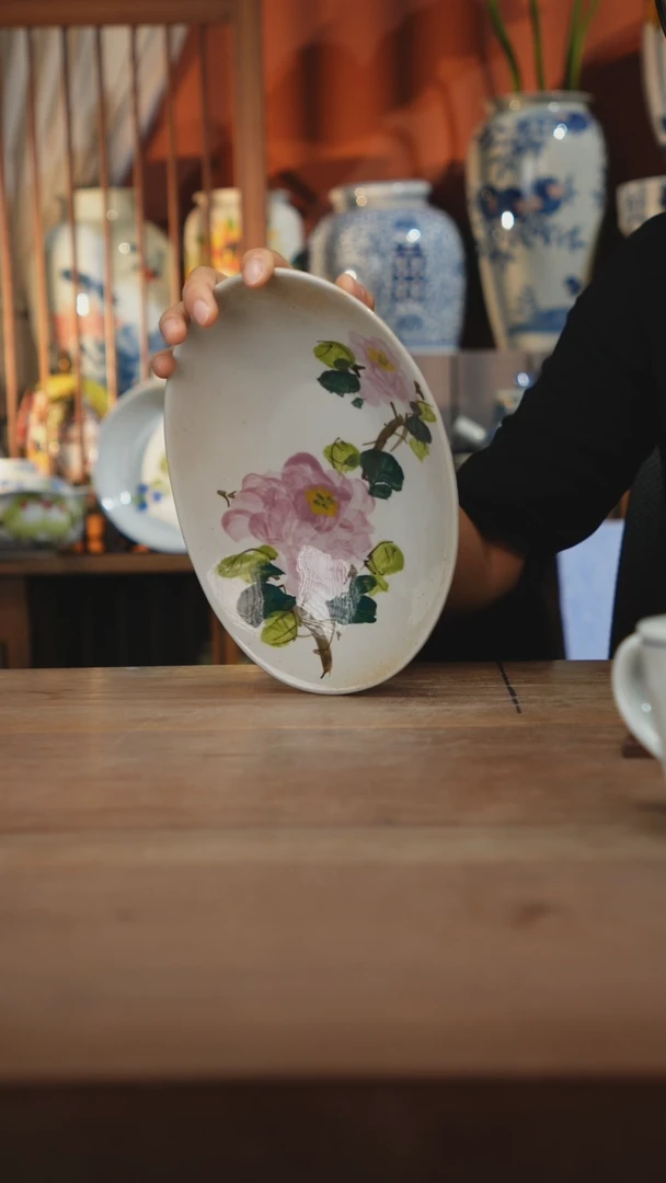 瓷片【简家甄选】景德镇设计师釉下手绘陶瓷餐具