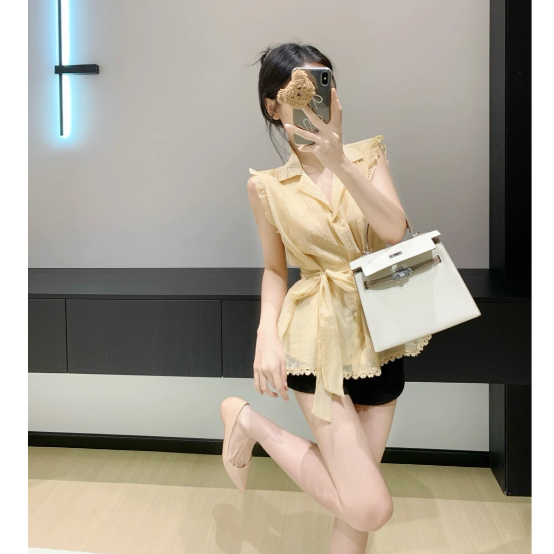 【现货】Leathercat无袖衬衫女夏季洋气减龄收腰2025巨好看的小衫