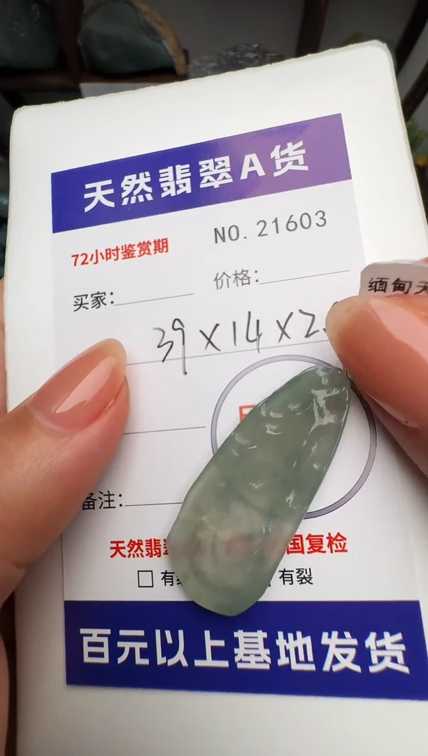 翡翠未镶嵌颈饰原石21603