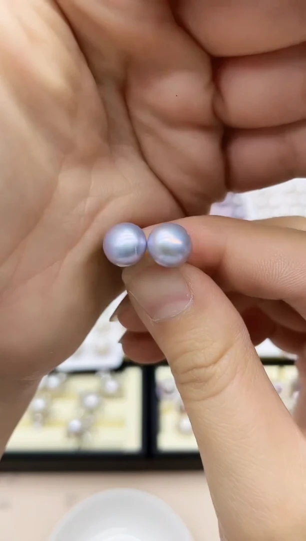 银S925镶嵌淡水珍珠耳饰耳钉多其性发其一