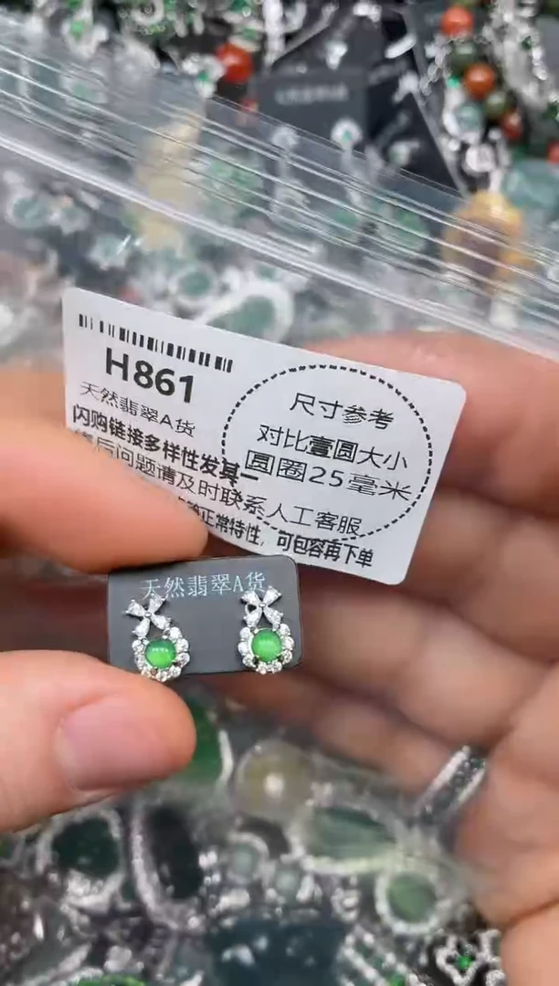 颈饰未镶嵌翡翠H861耳钉