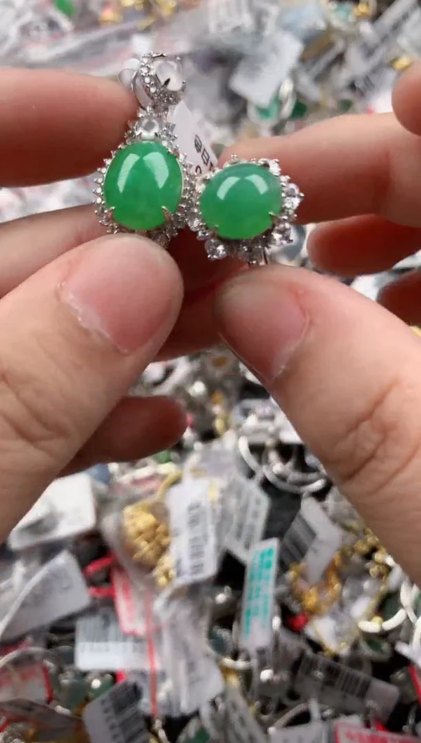 银S925镶嵌戒指翡翠7777----9