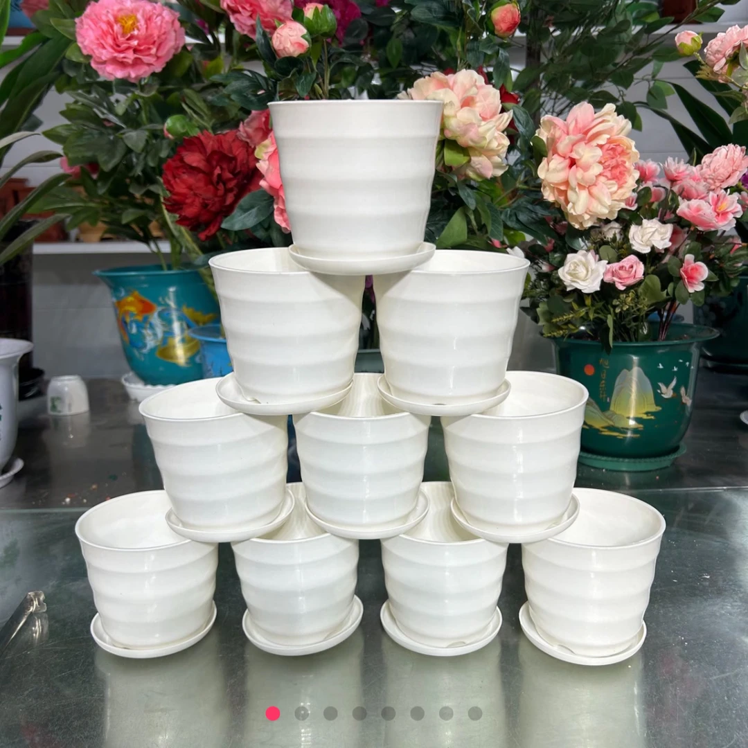 【10个花盆送托盘】多肉树脂花盆【口径10.5高9.5厘米】