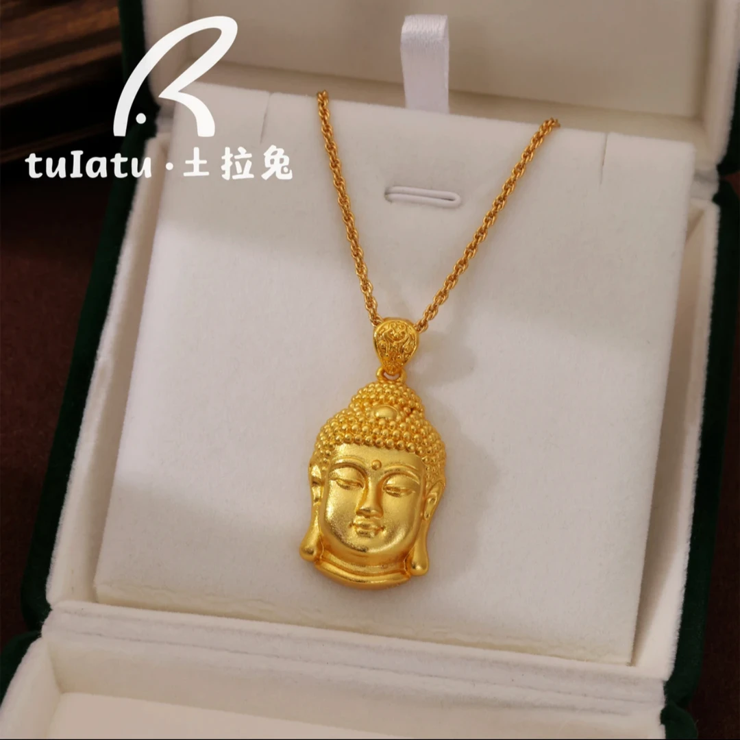 铜合金项链 新中式佛头吊坠大气项链复古时尚高级感锁骨链项链