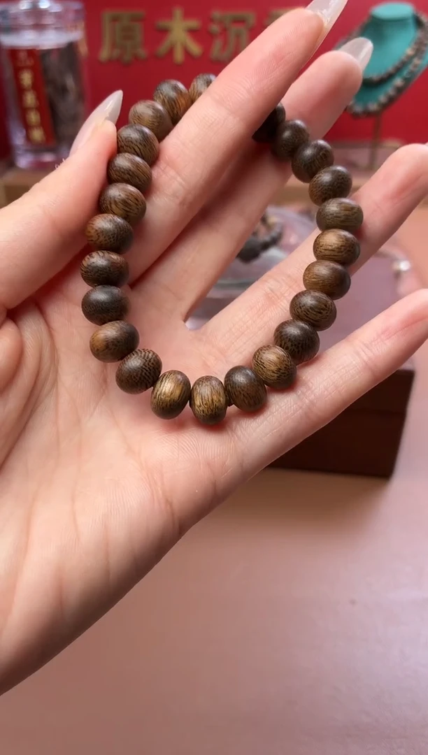 沉香手串沉水越南芽庄雷击黄棋7*10mm算盘珠沉水料