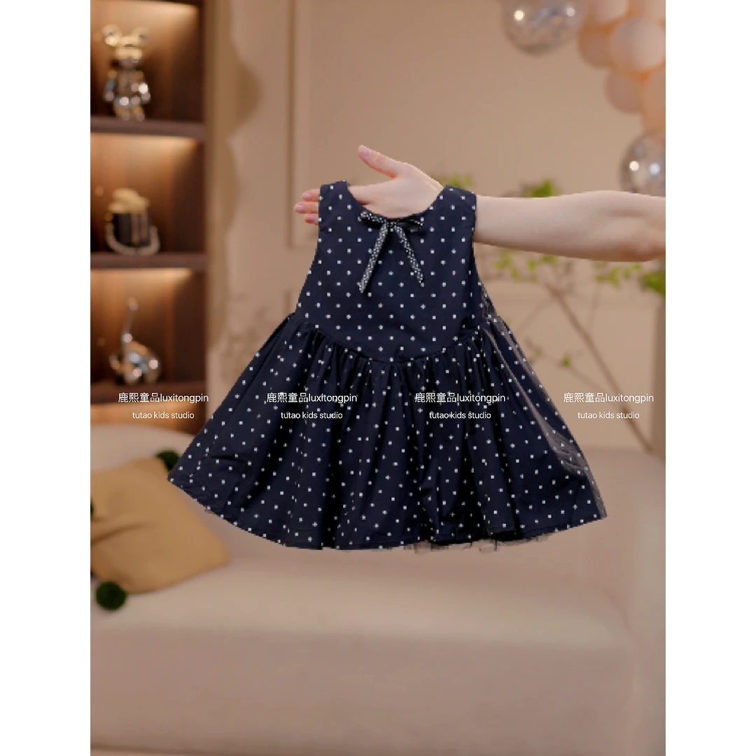 女童2025夏季新款女童波点棉布纱裙吊带公主裙轻奢