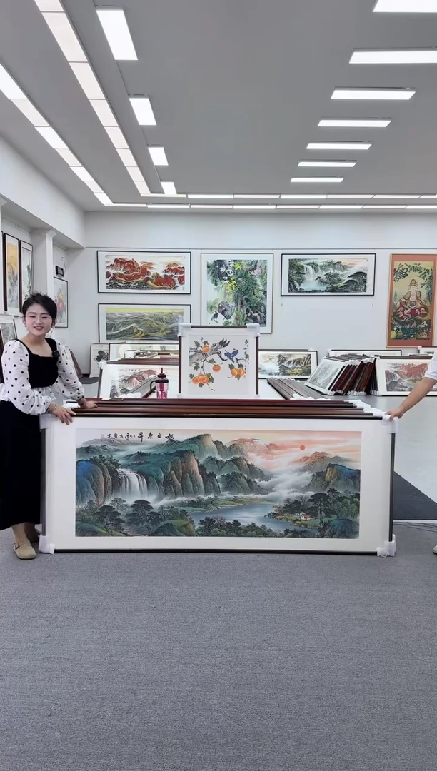 国画手绘  219*88  旭日东升