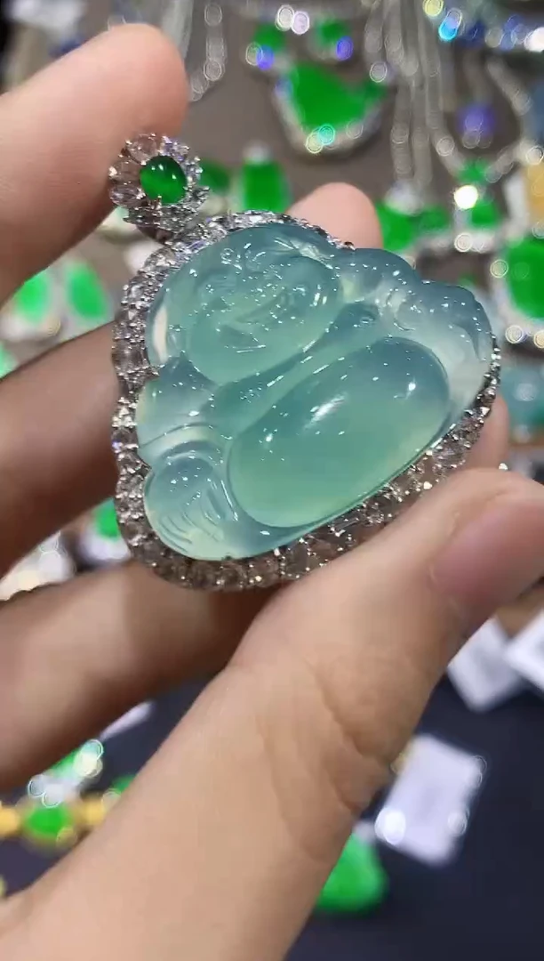 吊坠(不含链)18K金镶嵌翡翠安*f2