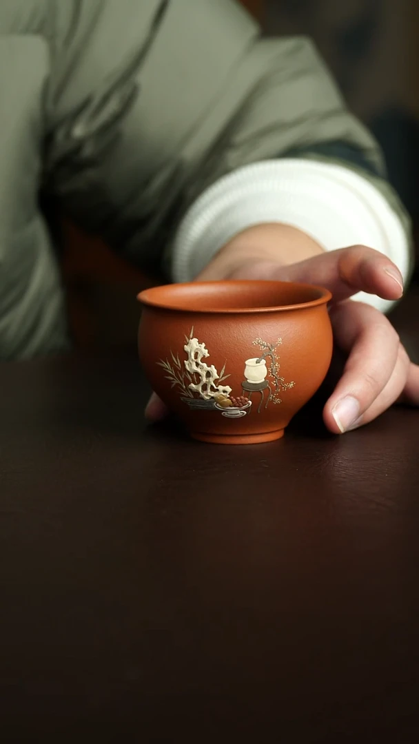 茶杯紫砂16号清供如意杯  宜兴紫砂原矿作品