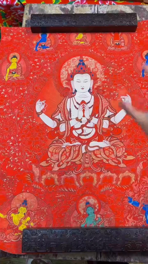 装裱画精选链接绘画唐卡---四臂观音