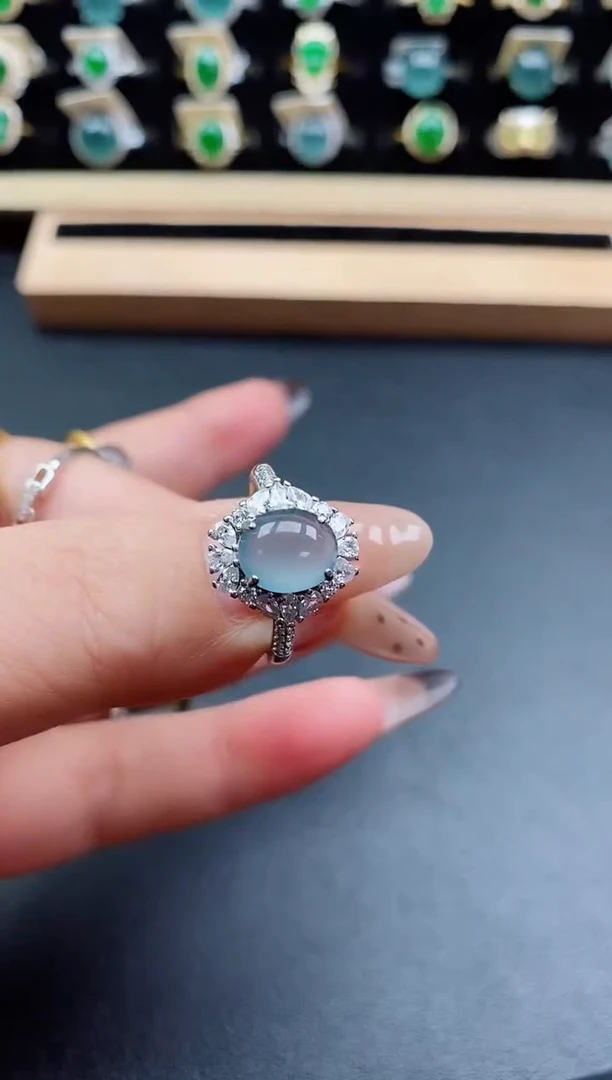 银S925镶嵌戒指翡翠1