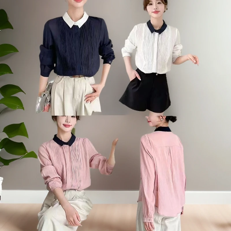 【锦衣服饰】YYG 9801拼色领时尚洋气衬衫
