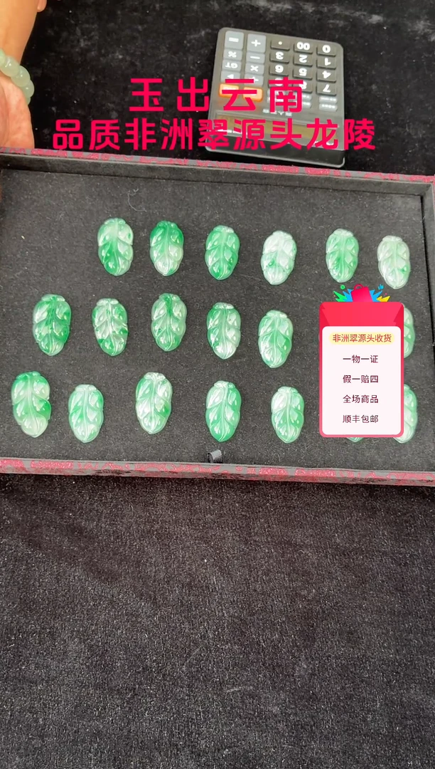 吊坠(不含链)未镶嵌石英质玉（非洲翠）叶子多样性发货其一