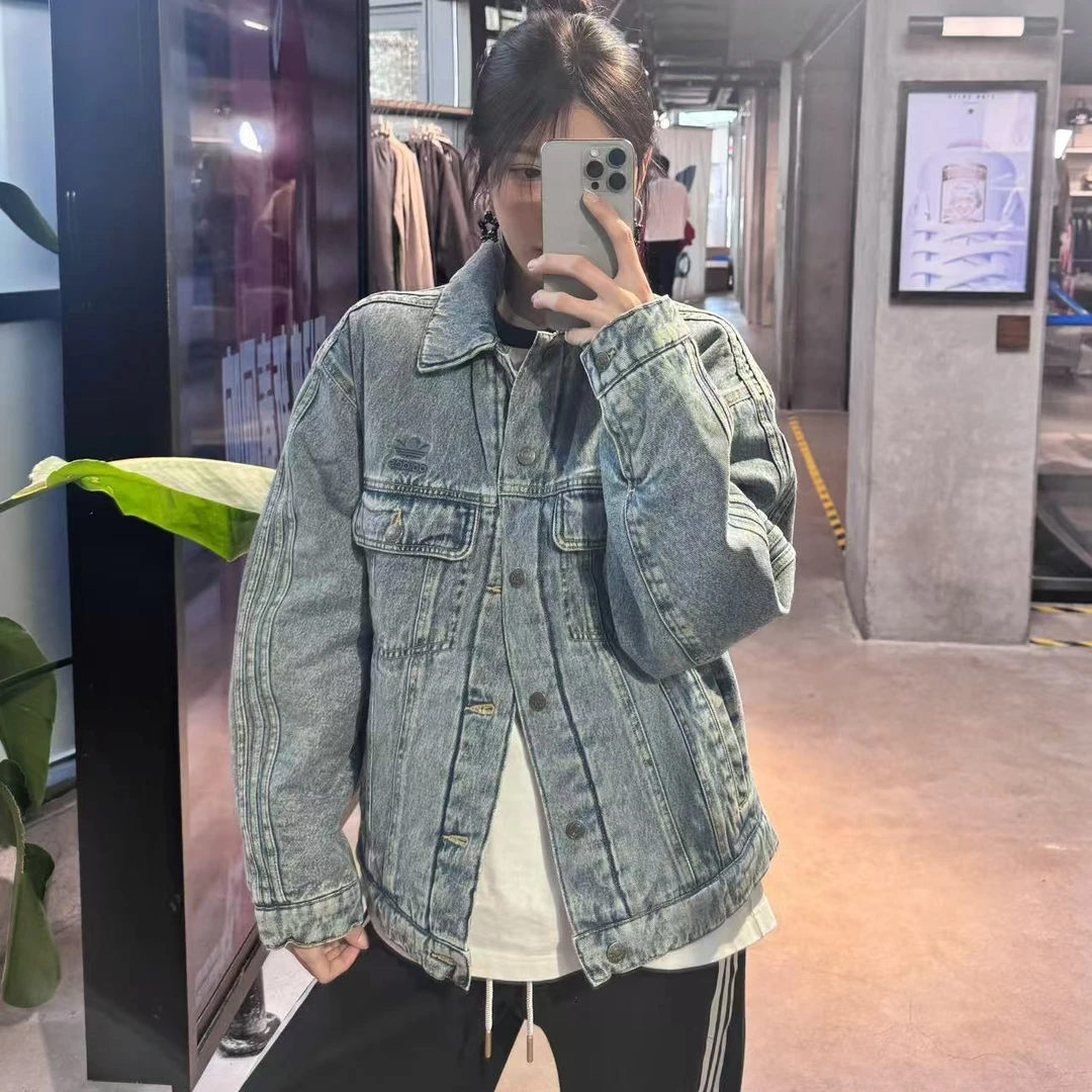 adidas 阿迪达斯三叶草蛇年欧若风保暖牛仔运动宽松棉服 JY0202 S