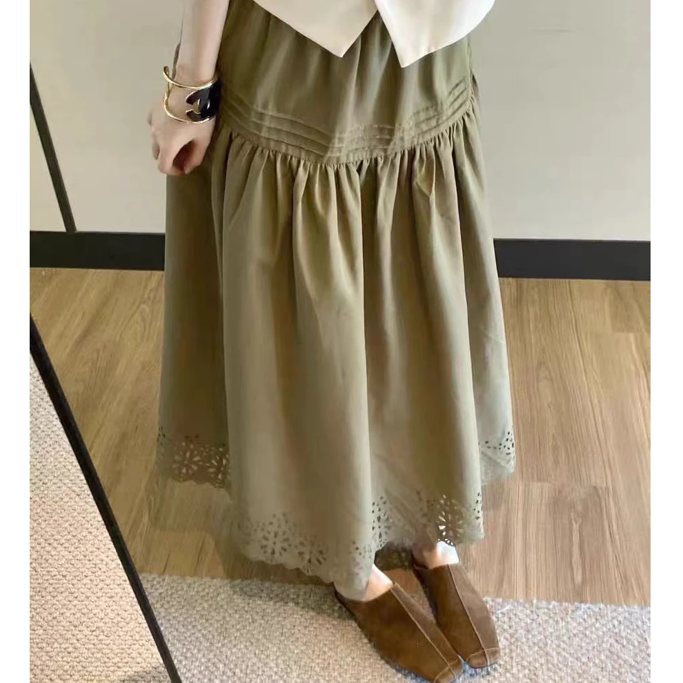 804 常规半身裙半裙夏季休闲风高腰成人长裙H型