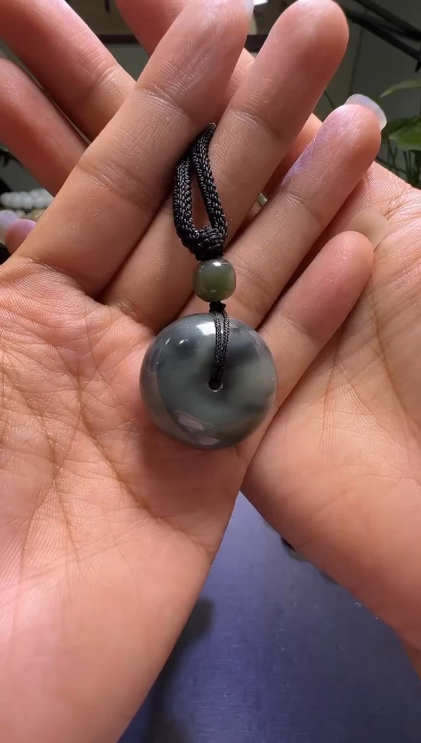 和田玉未镶嵌颈饰新疆和田玉青花平安扣