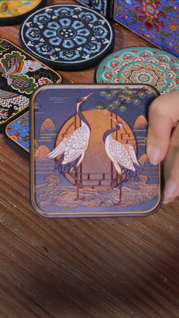 壹藏贰宝立鹤杯垫一片