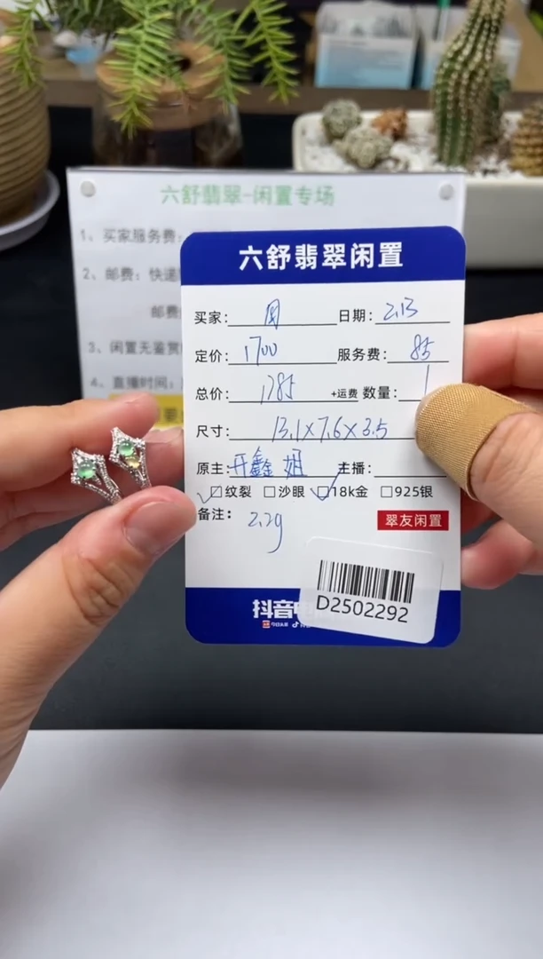 【闪购商品】翡翠耳饰18K金镶嵌D2502292