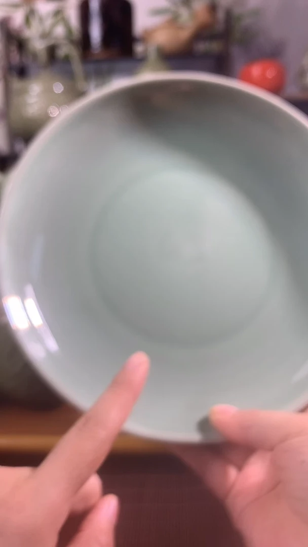 耀州窑素面青瓷22CM大盘两只一组