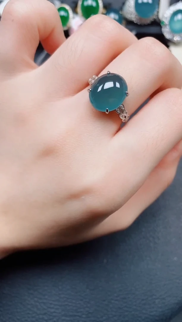 银S925镶嵌戒指翡翠翡翠