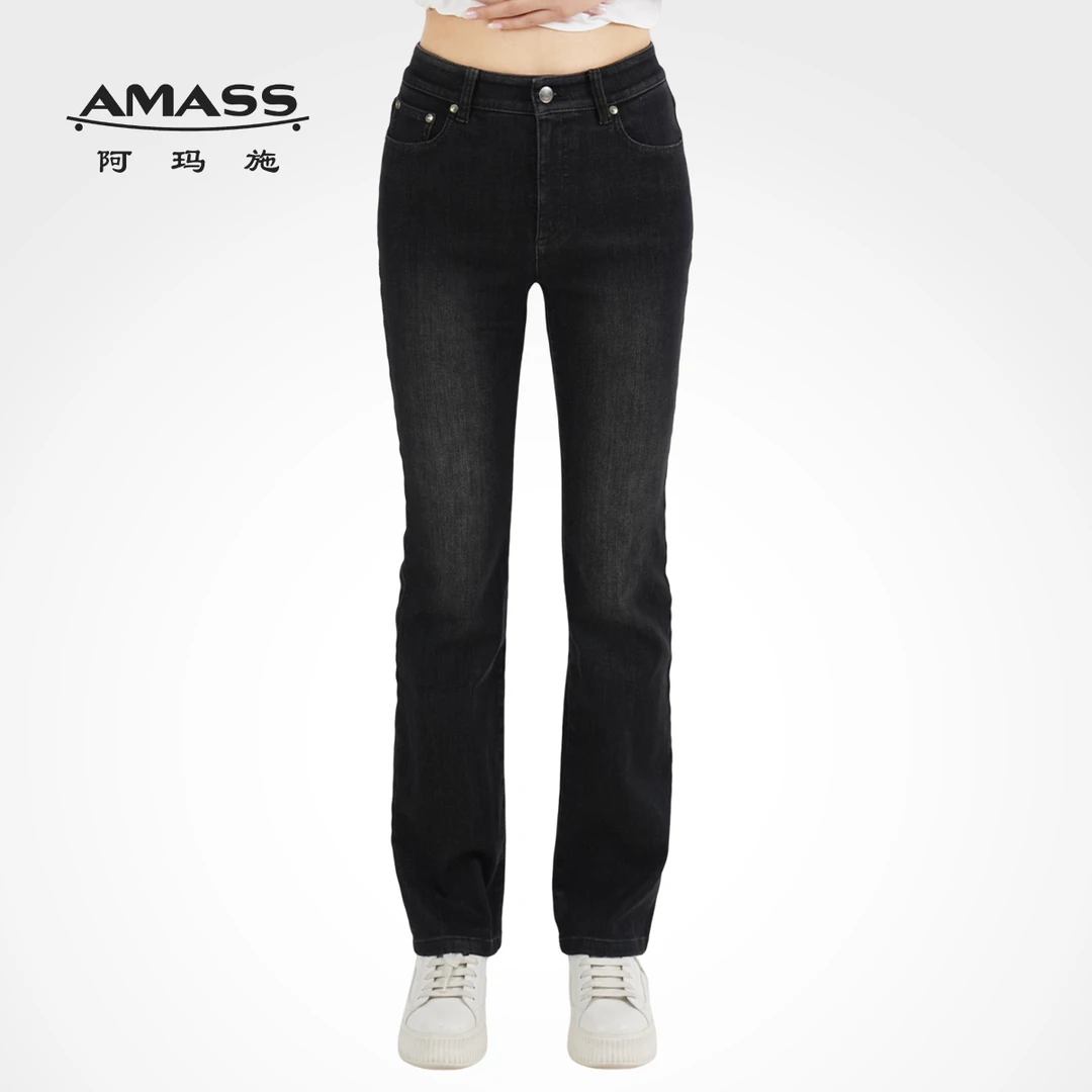 AMASS/阿玛施 新款植绒裤百搭丹宁牛仔休闲裤5100481