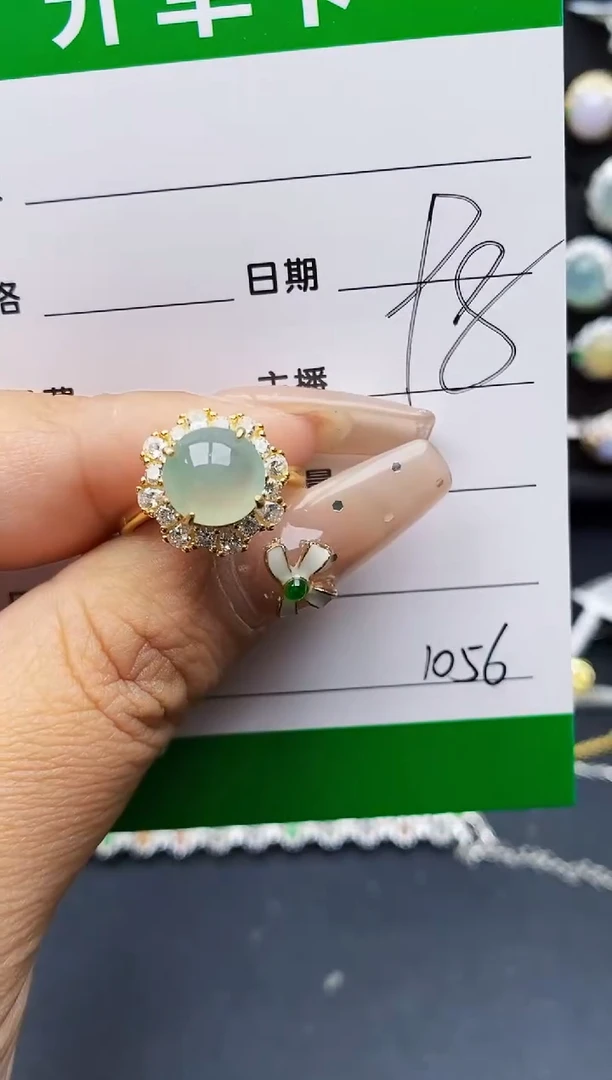 翡翠戒指银S925镶嵌1056