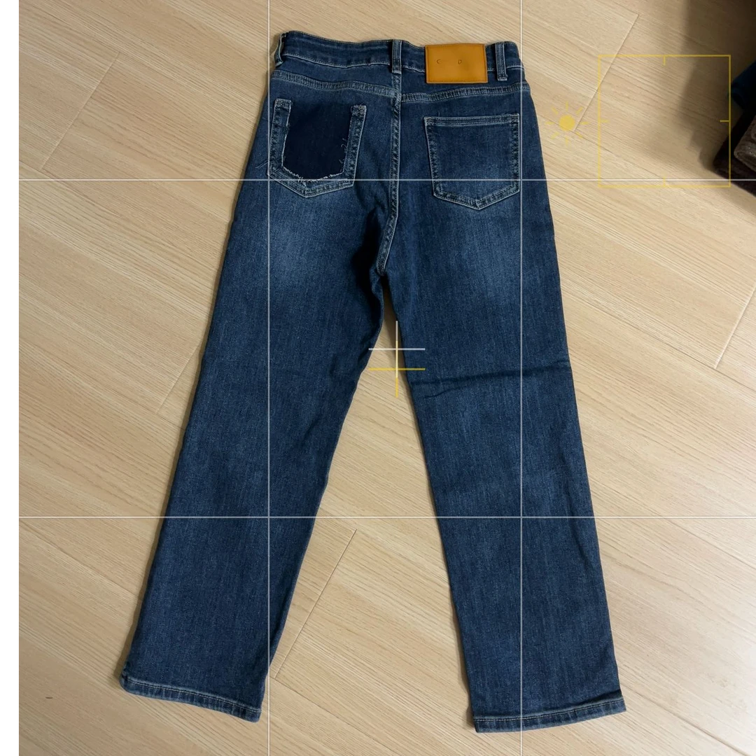 破口袋做旧深蓝牛仔烟管裤8313 不加绒 特特特 看好再拍 谢谢