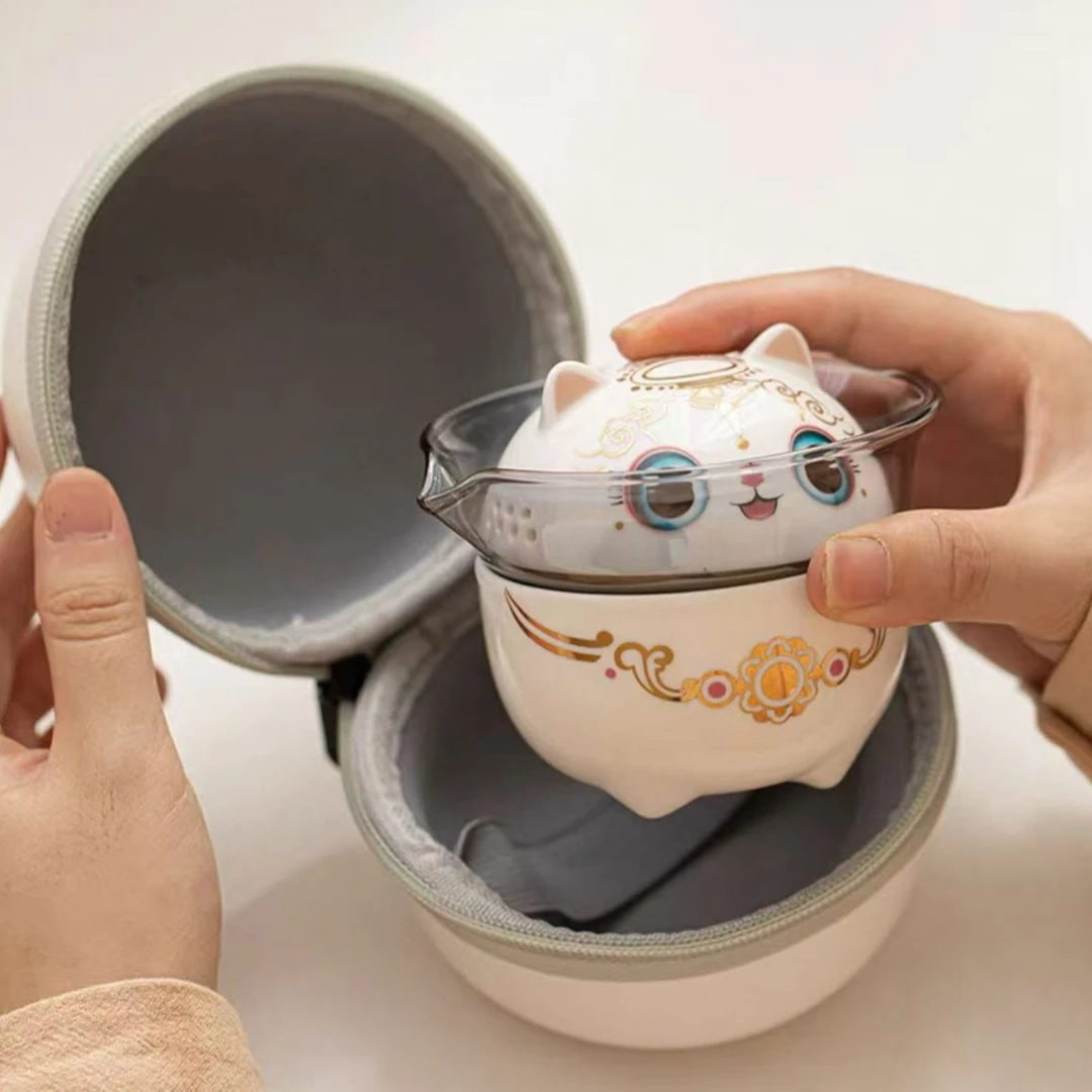 ys440-猫咪旅行茶具适合户外露营泡茶使用