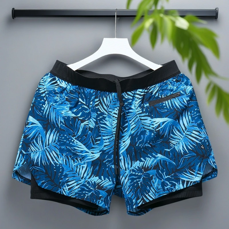 男士冰丝沙滩裤透气低腰运动健身跑步三分短裤夏季泳裤弹力速干裤