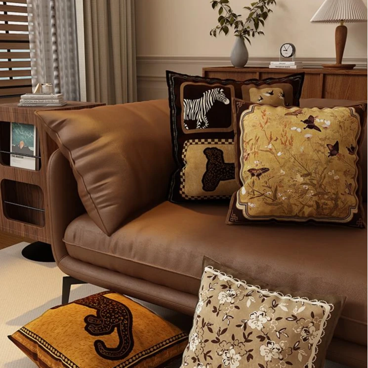 美拉德沙发抱枕芯中古风车载客厅腰靠垫腰枕靠背垫靠枕套含芯床头