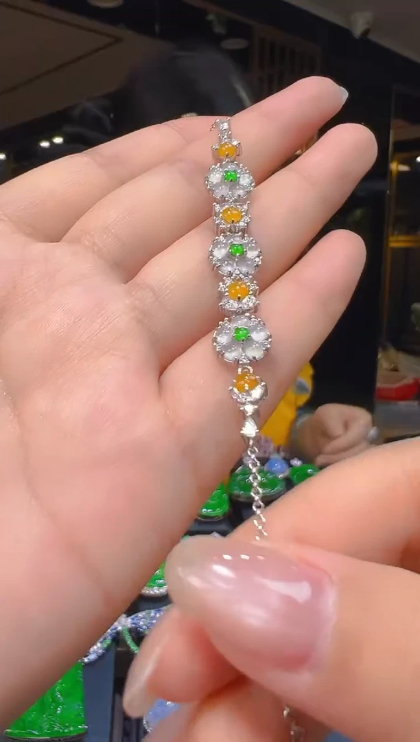 银S925镶嵌手链翡翠036