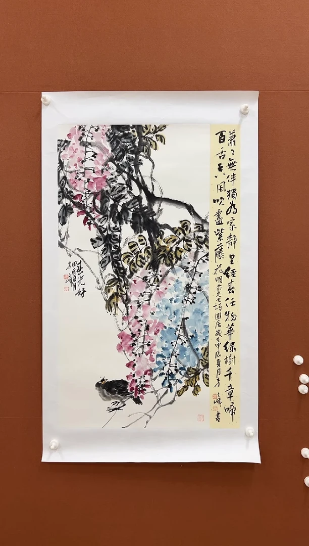 国画李文峰三尺整张书画结合