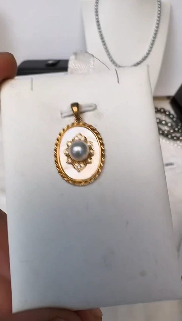 海水珍珠银S925镶嵌颈饰吊坠